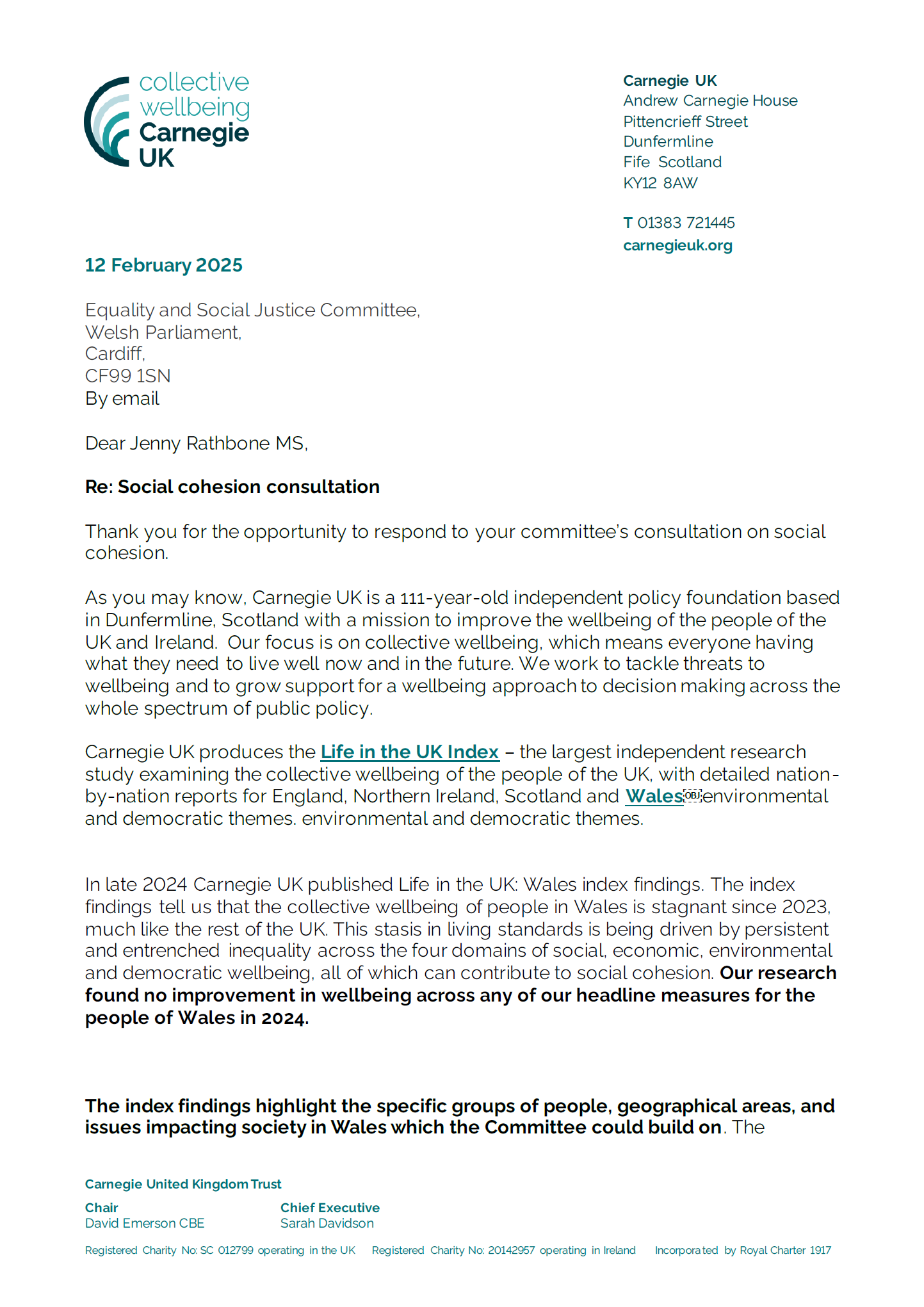 Carnegie UK response to Welsh Government Social Cohesion Consultation ...
